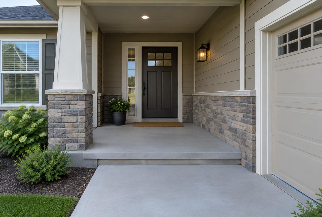 Concrete porch and entryway finished in Pine Township, PA