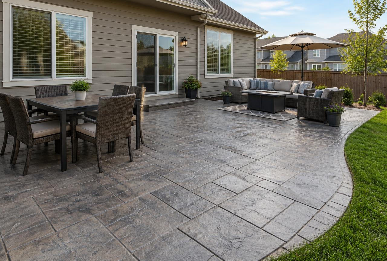 Stamped concrete patio installed in Wexford, PA